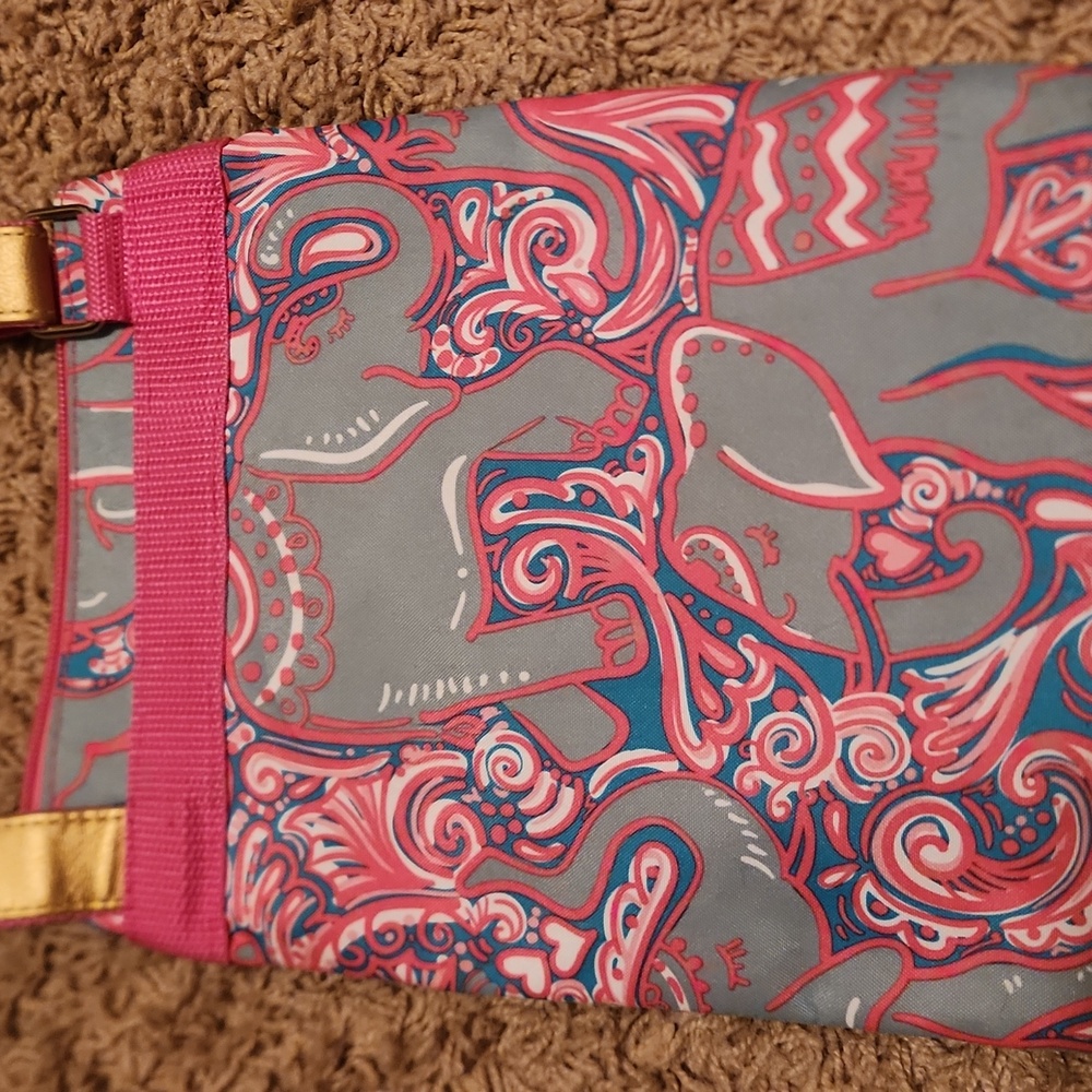Simply Southern Pink and Gray Elephant Print Crossbody Bag with Gold Accents - Picture 7 of 9